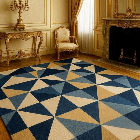 Handcrafted Geometric Triangle Pattern Modern Area Rug